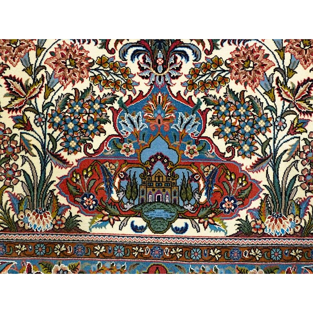 This isfahan rugs is made of cork wool and silk on silk tied and is in a perfect and unused state. Very fine and dense...