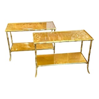 Pair of Bagues Design Bamboo Form Side Tables For Sale
