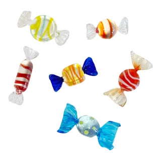 Vintage Murano Style Blown Glass Wrapped Candies For Sale