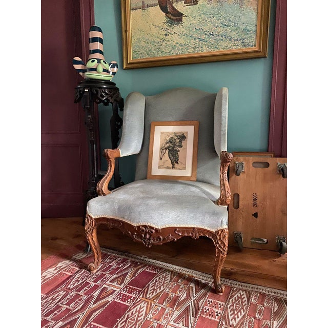 Large Louis XV Style Bergère Armchairs, 19th Century, Set of 2 For Sale - Image 5 of 12