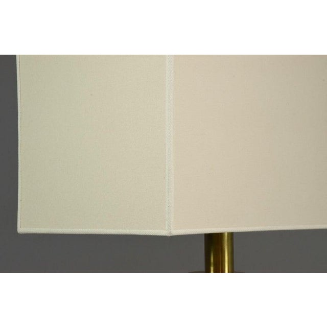 1970s Italian Engraved Brass Table Lamp With Fabric Shade For Sale - Image 6 of 7