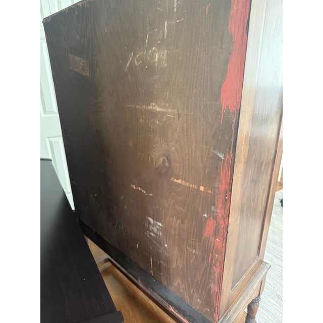 Brown Antique Colonial Revival Walnut Mirrored Display Cabinet With Drawer, C. 1920s For Sale - Image 8 of 8