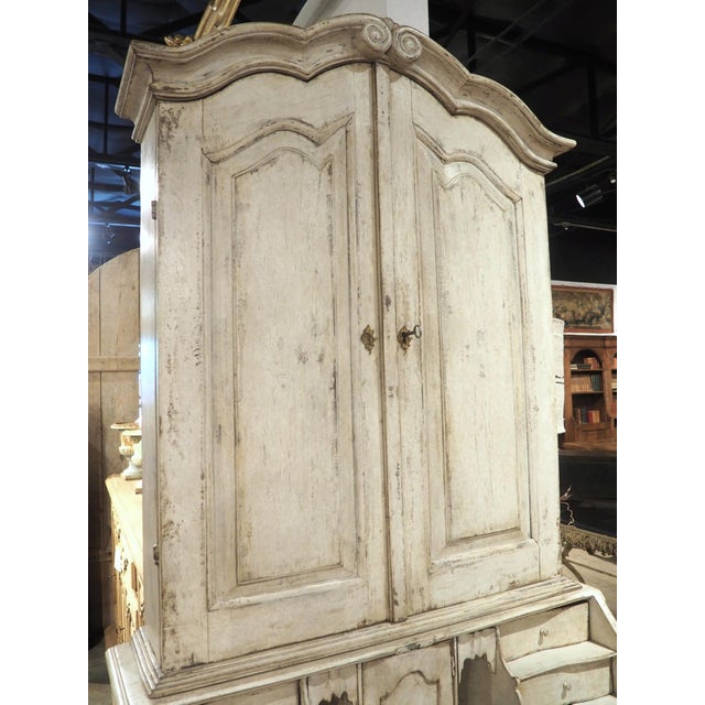 Wood Hand Painted and Lightly Scraped Swedish Gustavian Style Secretary For Sale - Image 7 of 18