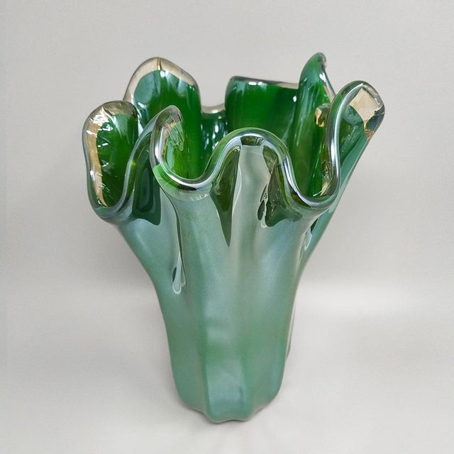 Mid-Century Modern Murano Glass Fazzoletto Vase from Dogi, Italy, 1970s For Sale - Image 3 of 9