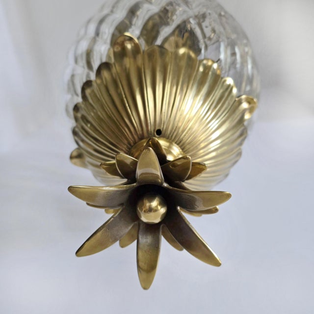 Hinkley Plantation Hanging Pineapple Pendant Light – Solid Brass Fixture (Two Available) For Sale - Image 10 of 13
