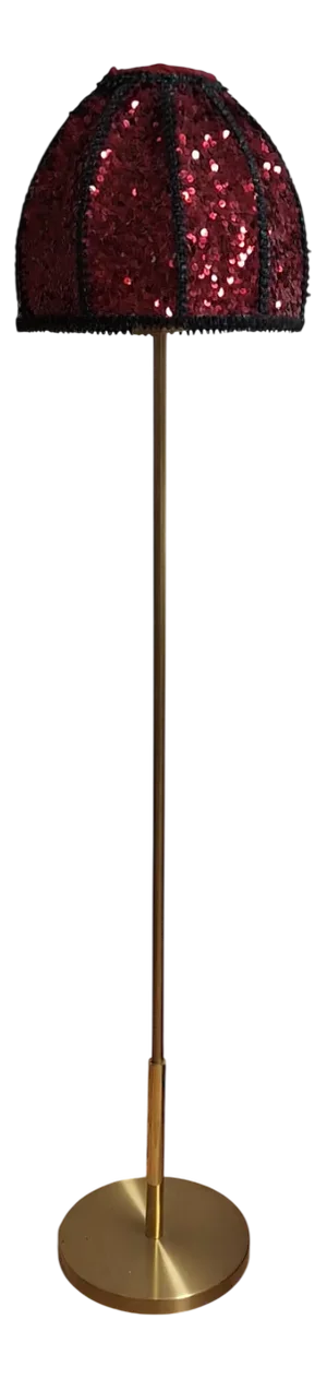 Vintage Floor Lamp with Brass Base and Sequin Shade from Lamplove, 1980s