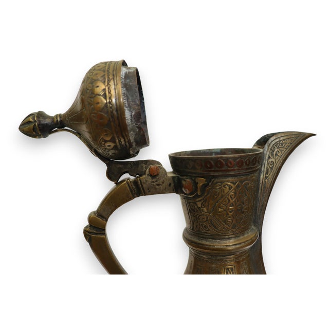 Goldenrod Antique Islamic Teapot in Brass Bukhara, 1900s For Sale - Image 8 of 14