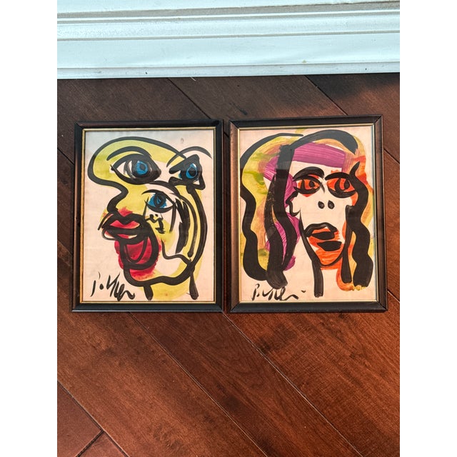 Abstract 1970s Original Peter Keil Abstract Painting Pair For Sale - Image 3 of 6