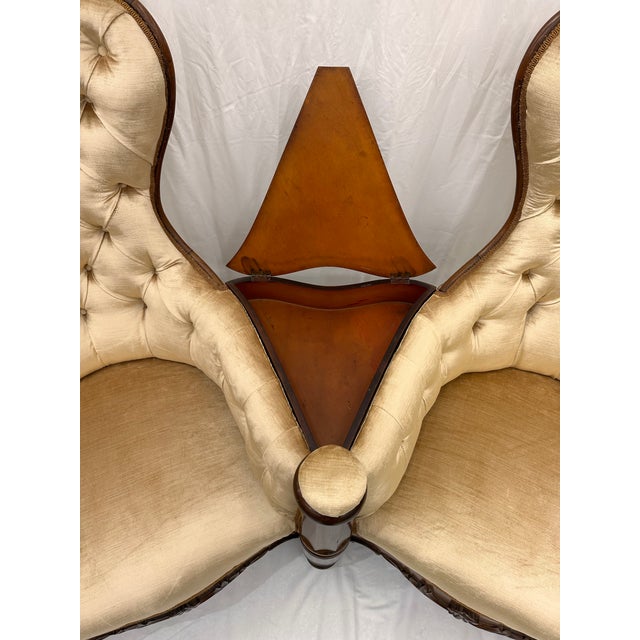 Victorian Late 19th Century Victorian Velvet Upholstery Gossip Chair For Sale - Image 3 of 9