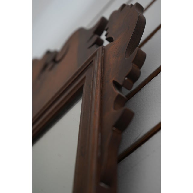 1980s Flame Mahogany Chippendale Style Wall Mirror For Sale - Image 5 of 10