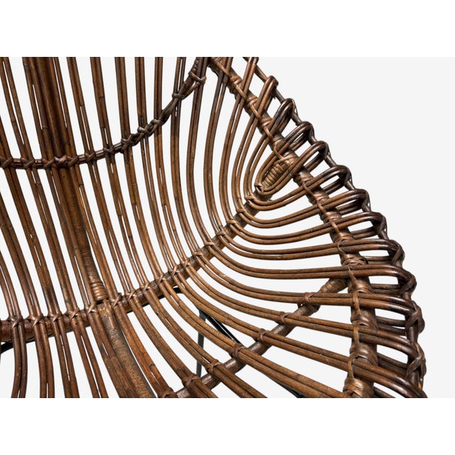 Italian Modern Metal & Bamboo Rattan Lounge Chair- Italy, 1950s For Sale In New York - Image 6 of 9