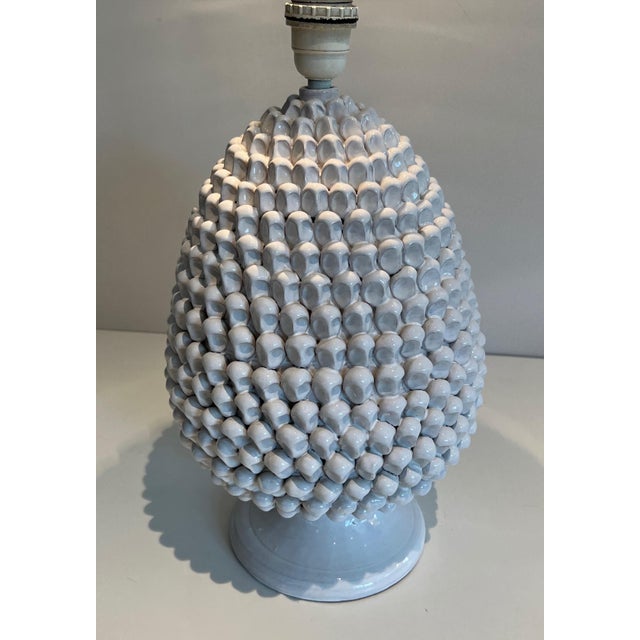 White Pair of Ceramic Table Lamps Circa 1970 For Sale - Image 8 of 12