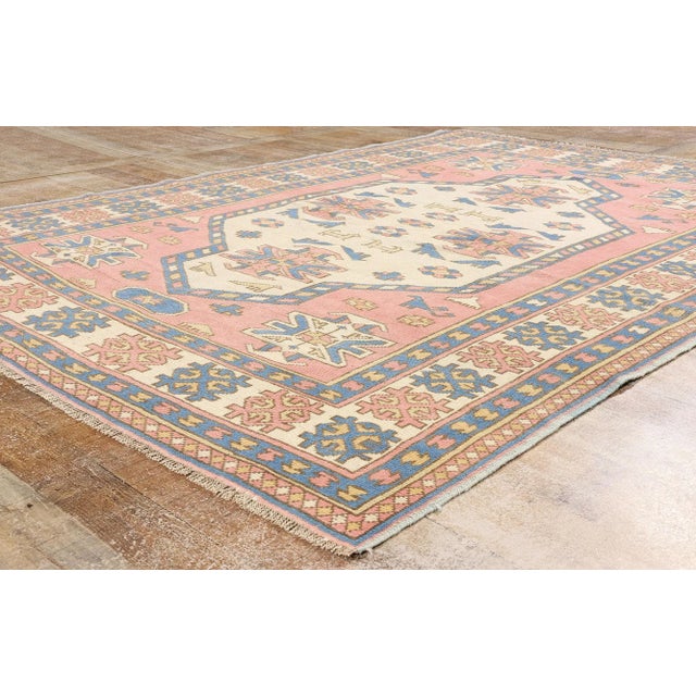 Textile Vintage Pink Persian Hamadan Rug - 05'07 X 07'06 For Sale - Image 7 of 9