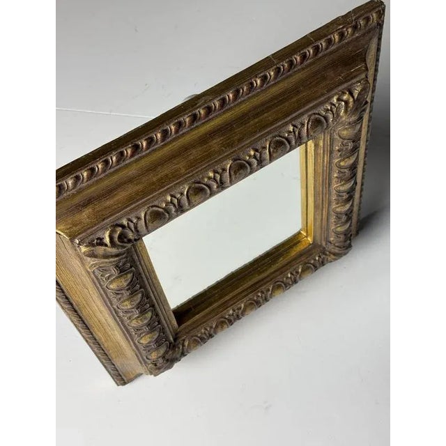 Vintage Gold-Colored Square Mirror For Sale - Image 13 of 16