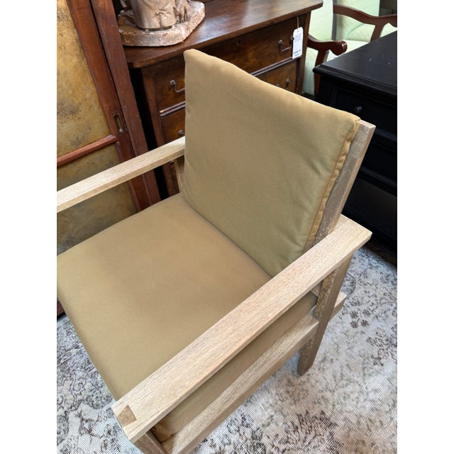 Goldenrod Williams-Sonoma Home Outdoor Teak Wood Arm Chairs, Pair For Sale - Image 8 of 12