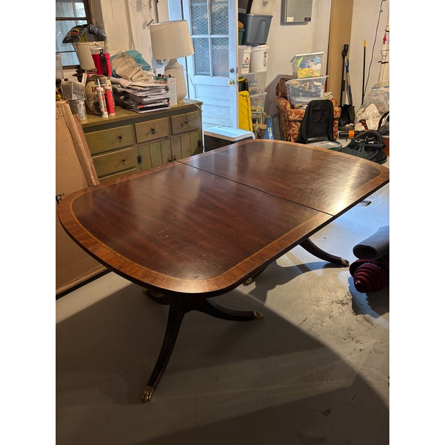 Brown Vintage Henkel Harris 2207 Mahogany Double Pedestal Dining Table For Sale - Image 8 of 14