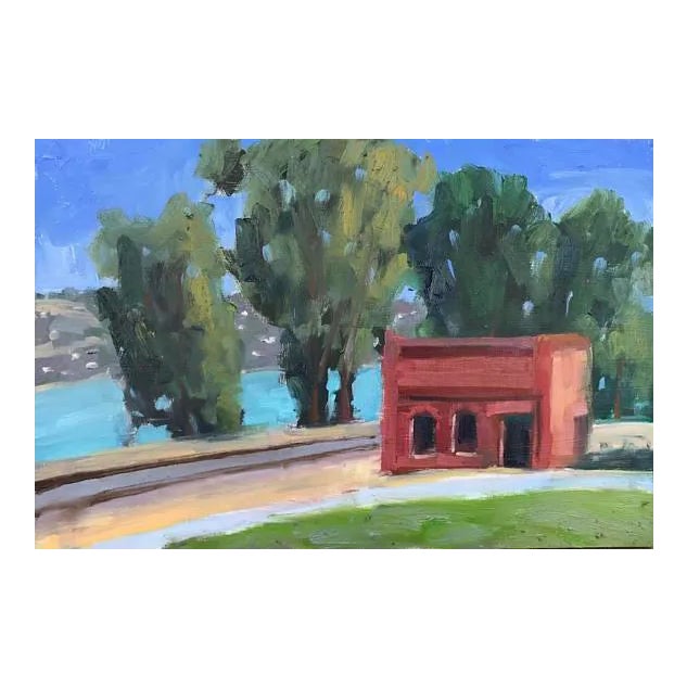 Old Brick Building - Plein Air Oil Painting For Sale