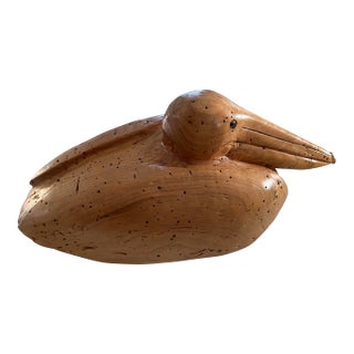 Vintage Hand-Carved Wood Pelican For Sale