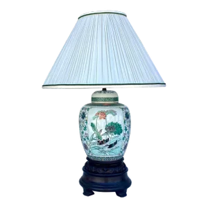 Antique Chinese Porcelain Ginger Jar Table Lamp With Custom Shade