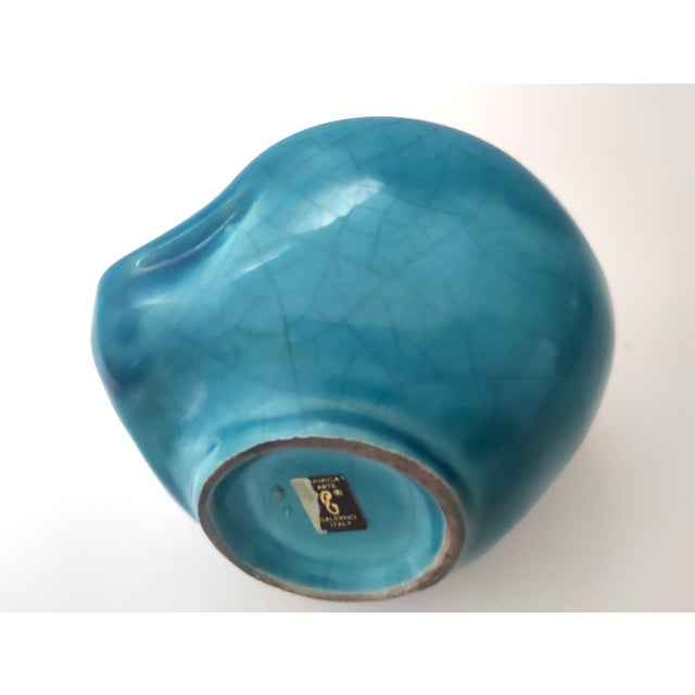 Azure Lacquered Ceramic Tulip Vase by Giacomo Onestini for Ernestine Salerno, 1960s For Sale - Image 14 of 16