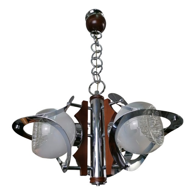 Space Age Pendant Chandelier attributed to Mazzega, 1970s For Sale