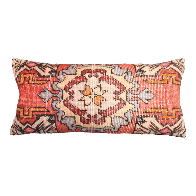 Handmade Traditional Turkish Rug Pillow Cover -15'' X 33'' For Sale