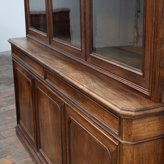 Large 19th Century Walnut Glass-Fronted Bookcase For Sale - Image 12 of 15