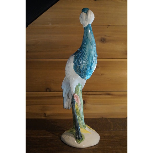 1960s Italian Ceramic Heron Statue For Sale - Image 9 of 9