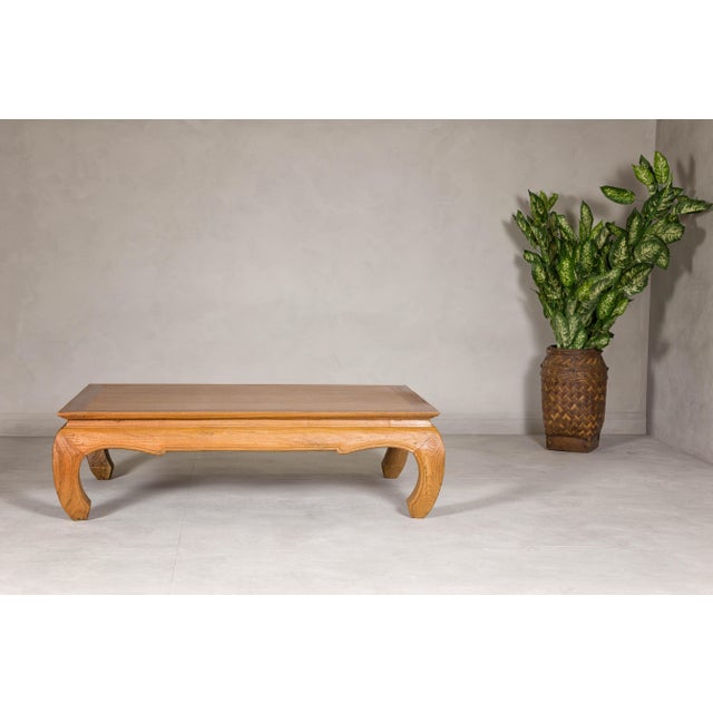 Natural Wood Chow Leg Coffee Table with Carved Apron, Vintage For Sale - Image 10 of 12