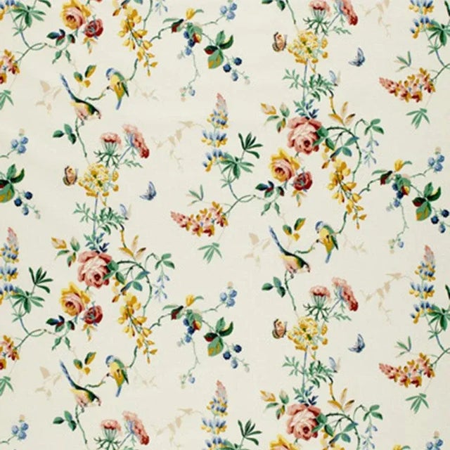 Sample- Schumacher Chickadee Floral Fabric in Primary For Sale