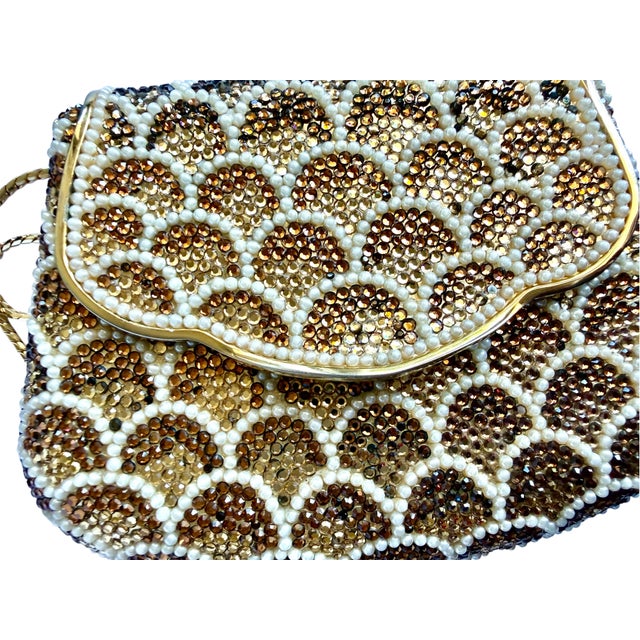 70s Judith Leiber Pearl Scallops Carry Secrets Crystal Shoulder Evening Bag Vintage For Sale - Image 9 of 13