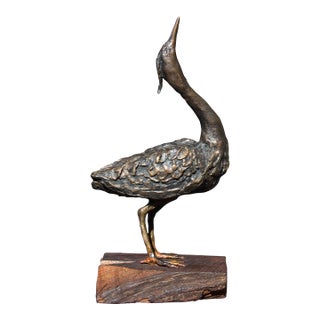 Bronze Heron Sculpture by Wayne F Williams For Sale