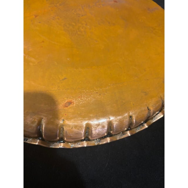 1950s Copper Tray- Vintage 1952 Solid Copper Hand-Etched Tray From Athens, Greece – 14″ Mid-Century Decorative Art For Sale - Image 5 of 7