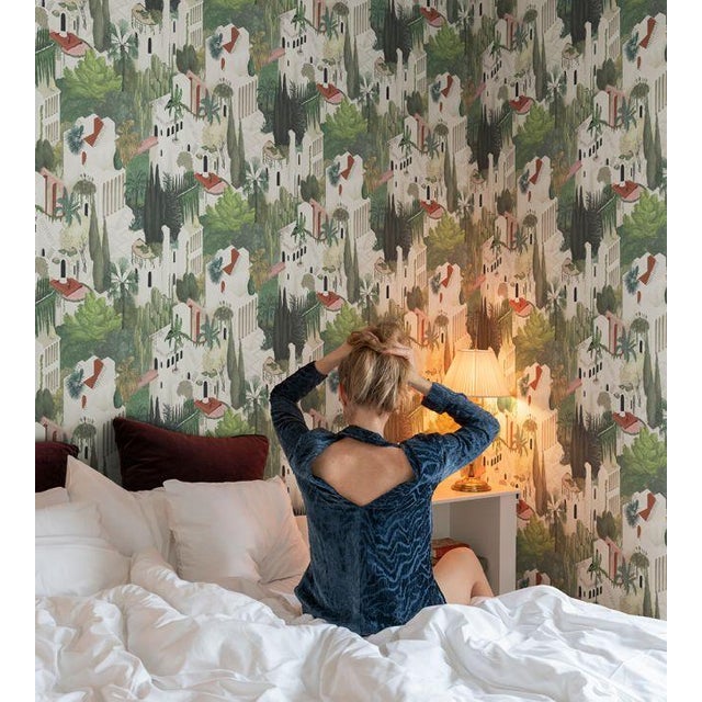 Toledo Wallpaper in Green - Sample | Chairish