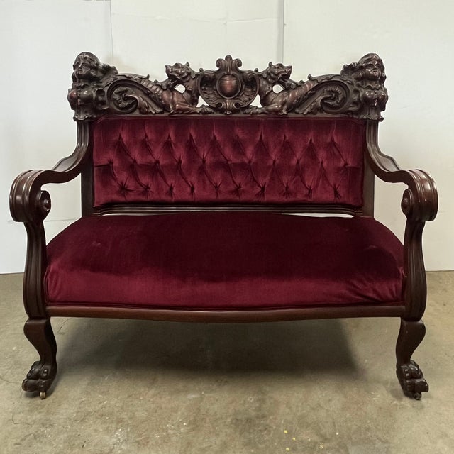 Antique Victorian Karpen Highly Carved Mahogany Parlor Set For Sale - Image 4 of 9