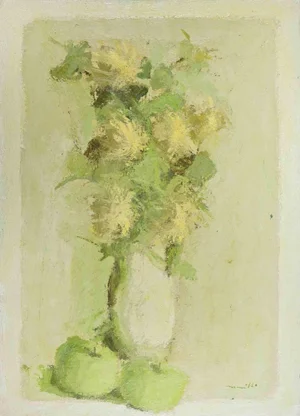 Franco Marzilli, Still Life with Vase of Flowers, Oil Painting, 1970s