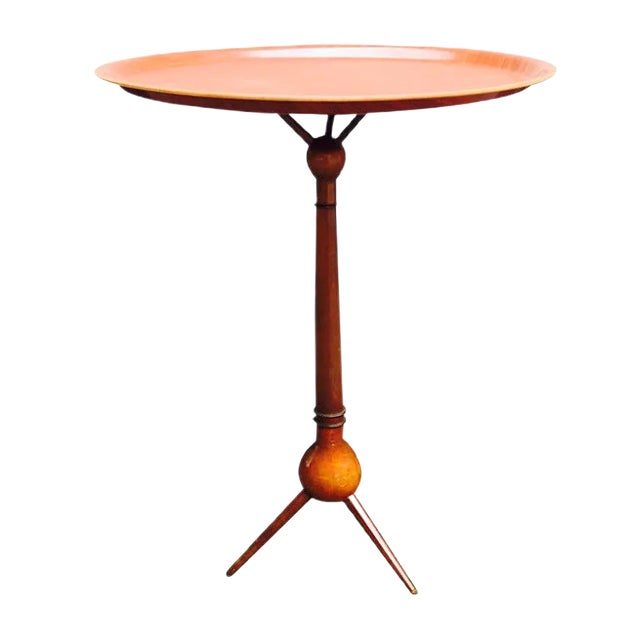 Walnut & Teak Tripod Tray Table by Severin Hansen, 1950s For Sale