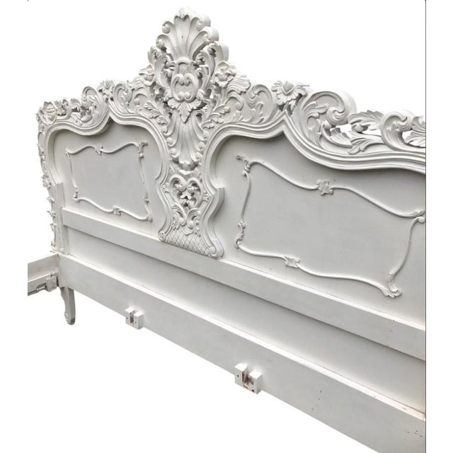 White French Rococo Solid Mahogany King Bed Frame For Sale - Image 8 of 9