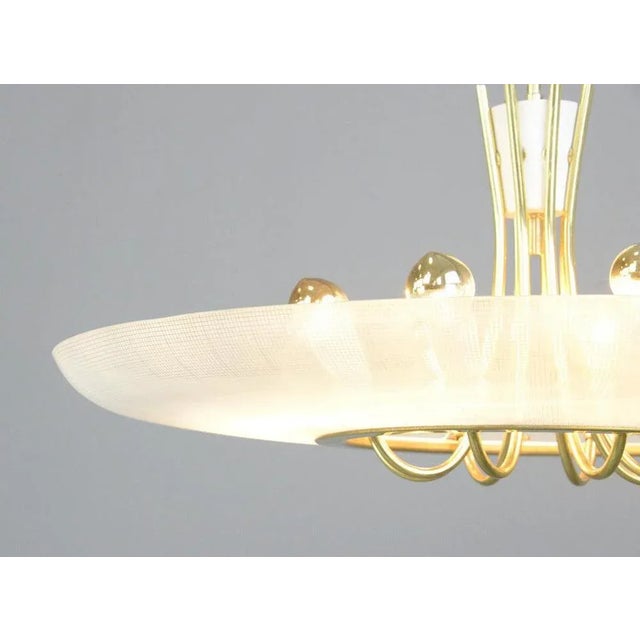Large Mid-Century Brass and Glass Ceiling Light, 1960s For Sale - Image 5 of 13