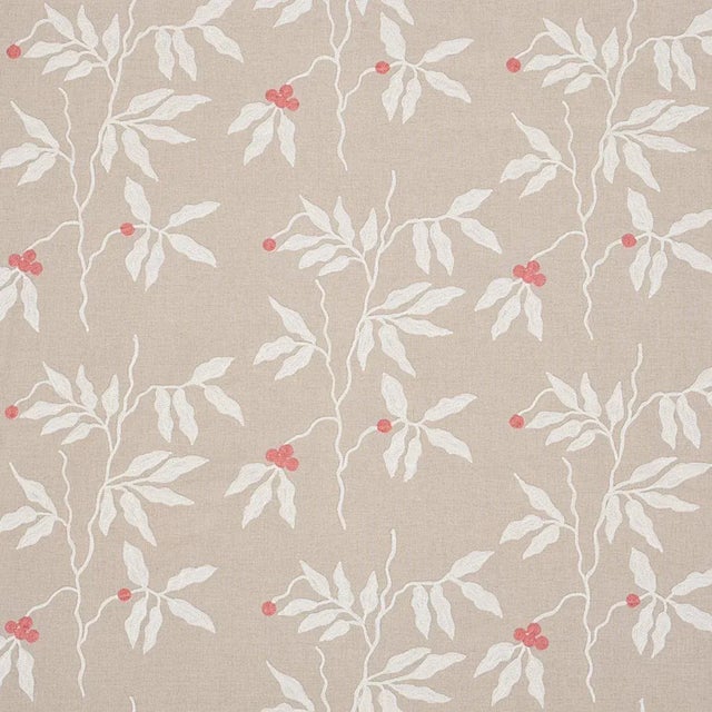 Schumacher Sample - Schumacher Lilla Embroidery Fabric in Ivory on Neutral For Sale - Image 4 of 4