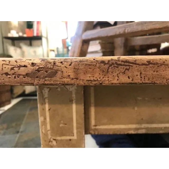 Tan Painted French Island with 2 Drawers, Provence, Circa 1830 For Sale - Image 8 of 14