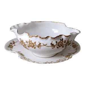Antique Haviland & Co. Limoges French Porcelain Salad Bowl With Tray