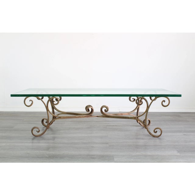 Mid-Century Modern Vintage Hollywood Regency Iron Coffee Table For Sale - Image 3 of 8