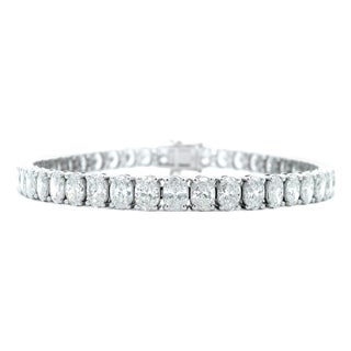 Alexander Beverly Hills All Gia 11.47ct Oval Cut D-F Diamond Tennis Bracelet 18k For Sale
