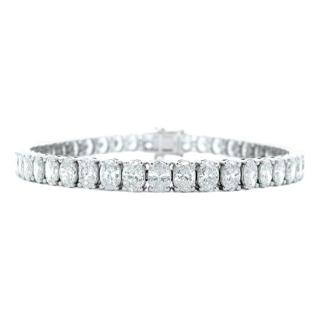 Alexander Beverly Hills All Gia 11.47ct Oval Cut D-F Diamond Tennis Bracelet 18k For Sale