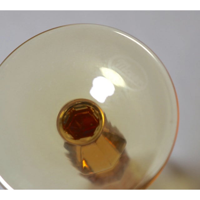 Vintage Cut Crystal Signed Moser Czechoslovakian 5 Pc Colored Glass Decanter Set For Sale - Image 9 of 12