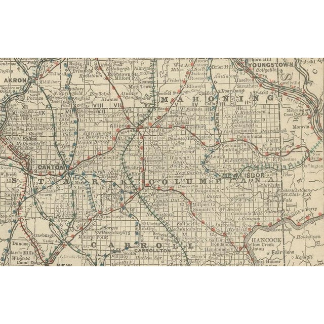 Late 19th Century Antique Map of Northern Ohio, The Buckeye State with Railroads and Counties, 1888 For Sale - Image 5 of 10