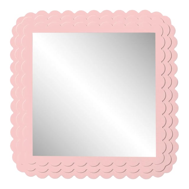 Fleur Home Carnival Krewe Square Mirror in Authentic Pink, 24x24 For Sale