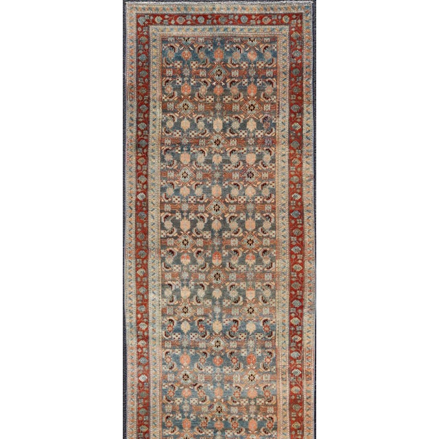 Tribal Antique Senneh Persian Runner With All-Over Design in Earthy Tones 3'1 X 15'8 For Sale - Image 3 of 14