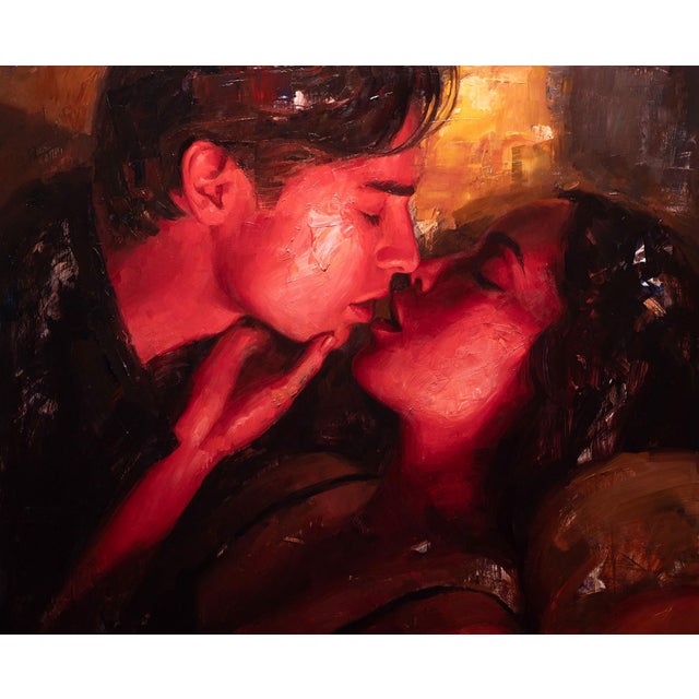 You and I by Matt Talbert | Oil on dibond aluminum composite panels of a couple kissing For Sale